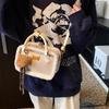 Retro Winter Handbag Matte Crossbody Bag Small Plush Square Bag With Charm Adjustable Shoulder Strap Zipper Wallet
