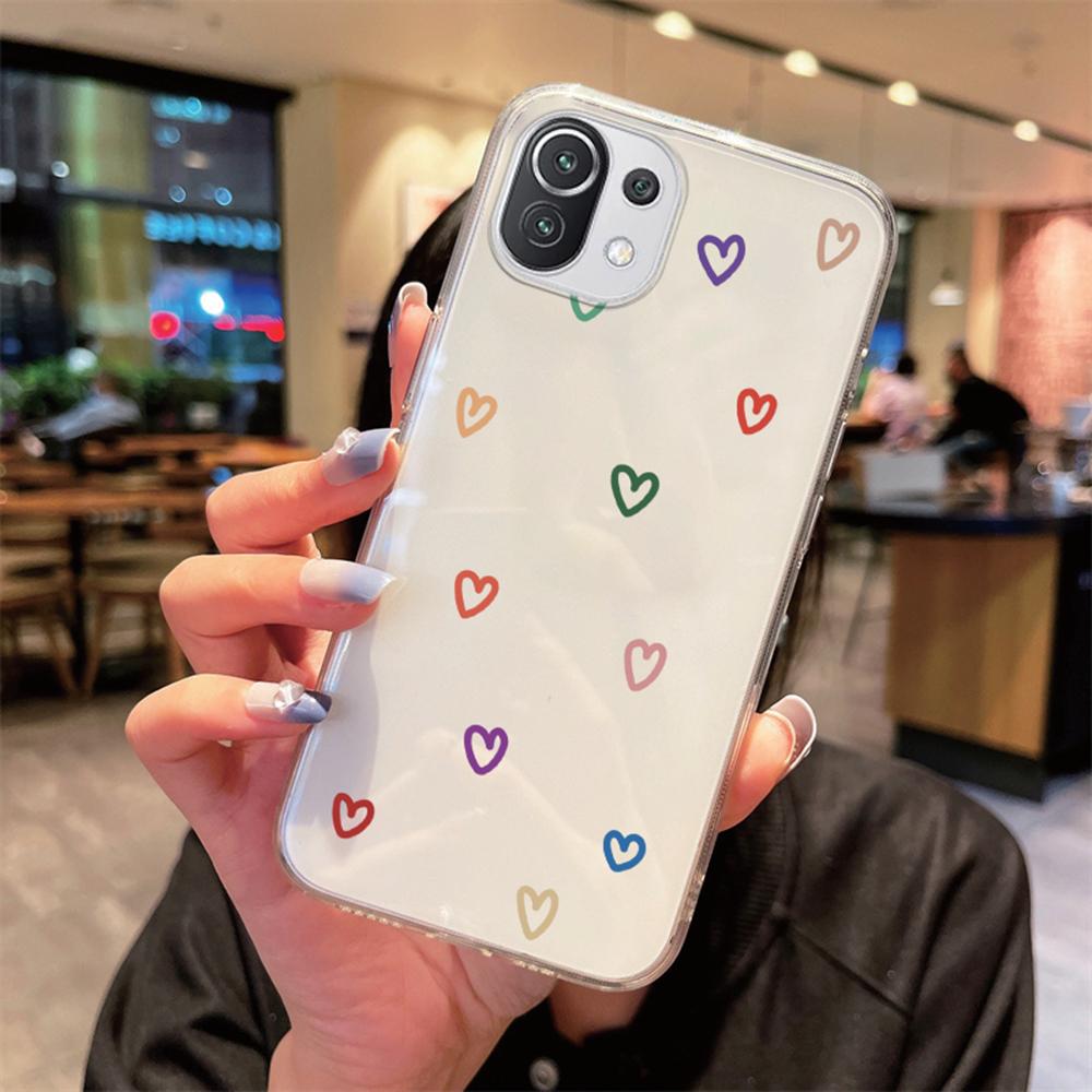 Для Xiaomi Mi 14T 15T 13T 12T 10T 11T Pro 14 12 11 13 Lite 15 Note 10 Прозрачный Чехол TPU Силиконовый Сердце Любовь Чехол для Телефона