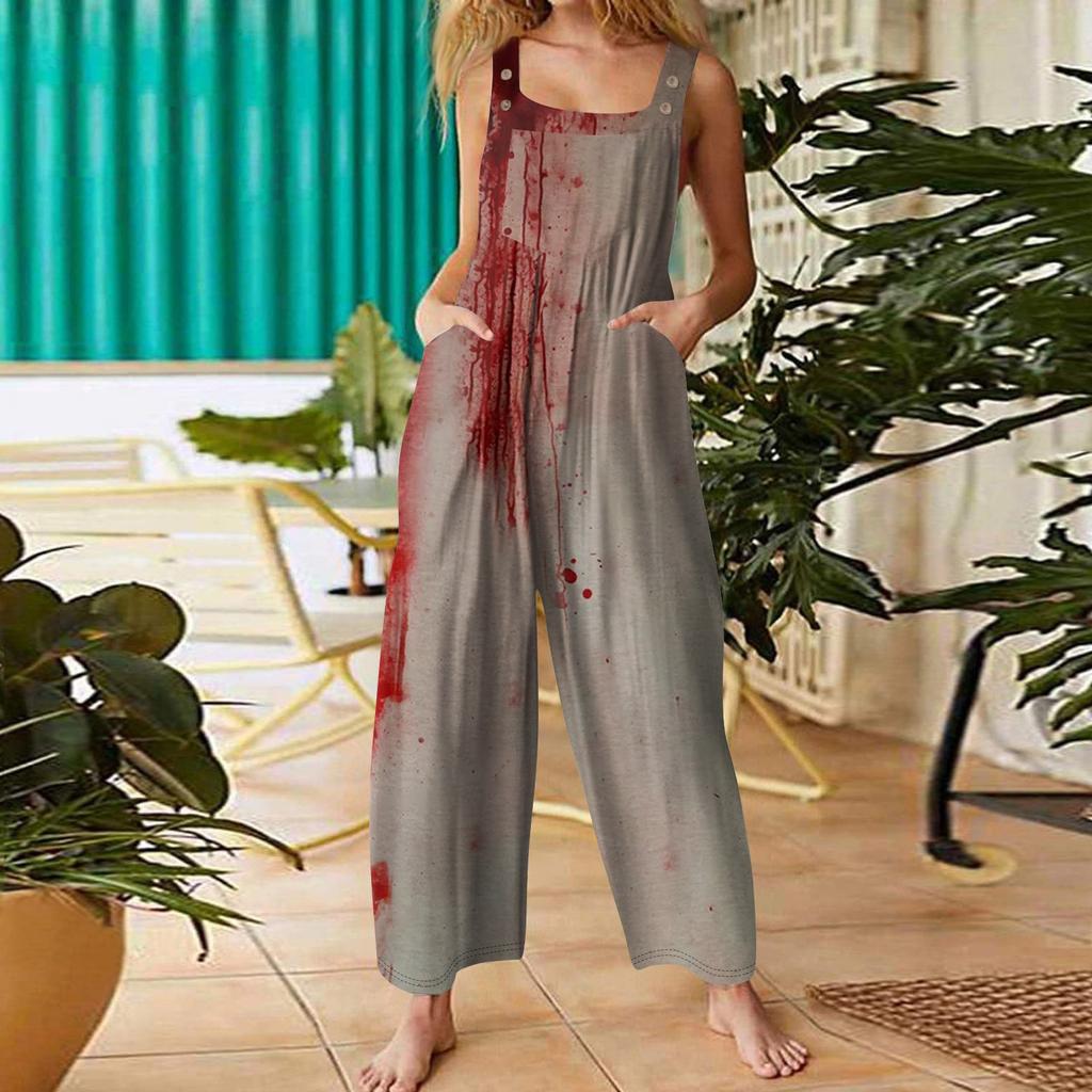 Женская мода ул.. Повседневный свободный ретро-комбинезон с подтяжками и принтом ко Дню Святого Патрика