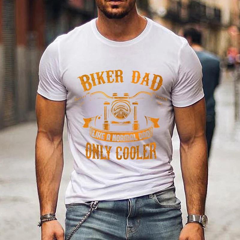 Мужская футболка с принтом Biker Dad Only Cooler Print, новая модная летняя забавная футболка с коротким рукавом Biker Daddy, футболки больших размеров