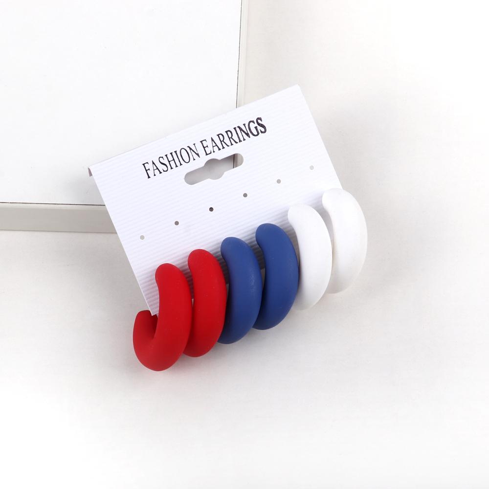 New Korean Multicolored Wide C-Shape Acrylic Hoop Earrings 3 Pair/Set Neon Geometric Moon Earrings Statement Jewelry for Women