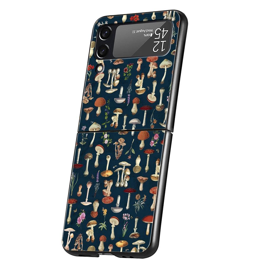 Яркий грибной жесткий чехол из поликарбоната для Samsung Galaxy Z Flip 6 5 4 Черный чехол для Galaxy Z Flip 3 Складной ударопрочный Capas