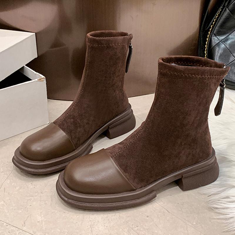 Suede Flats Women Ankle Boots Designer Warm Cotton Shoes Winter New Brand 2025 Trend Classic Goth Gladiator Zipper Botas Mujer