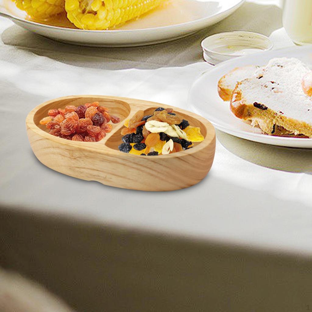 Wood Serving Tray Divided Cookie Fruit Snacks Dessert Platters Food for