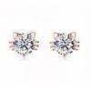 Elegant Cat Elf Stud Earrings Silver Plated White Copper Zircon Earrings for Women Trendy Accessories Gift