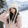 Cold Weather Headwear Women Trapper Hat, Wool Blend Knitted Hat with Ear Flaps, Fuzzy Fashionable Knit Trim, Warm Winter for Hiking Skiing Stylish