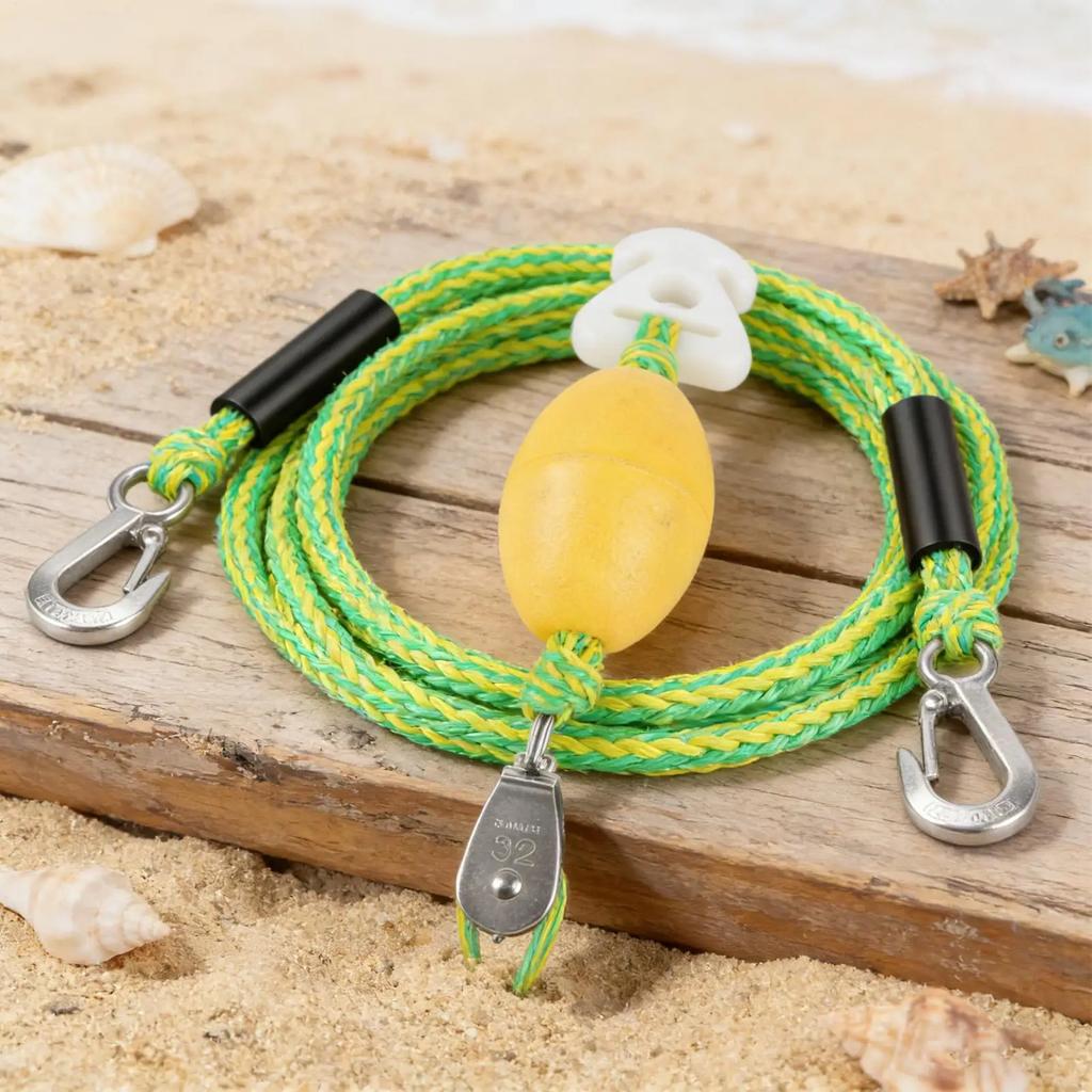 17FT Heavy Duty Boat Tow Rope with 2 Hooks, Floating Ski Harness for Wakeboarding Tubing, Water Sports Towing Line