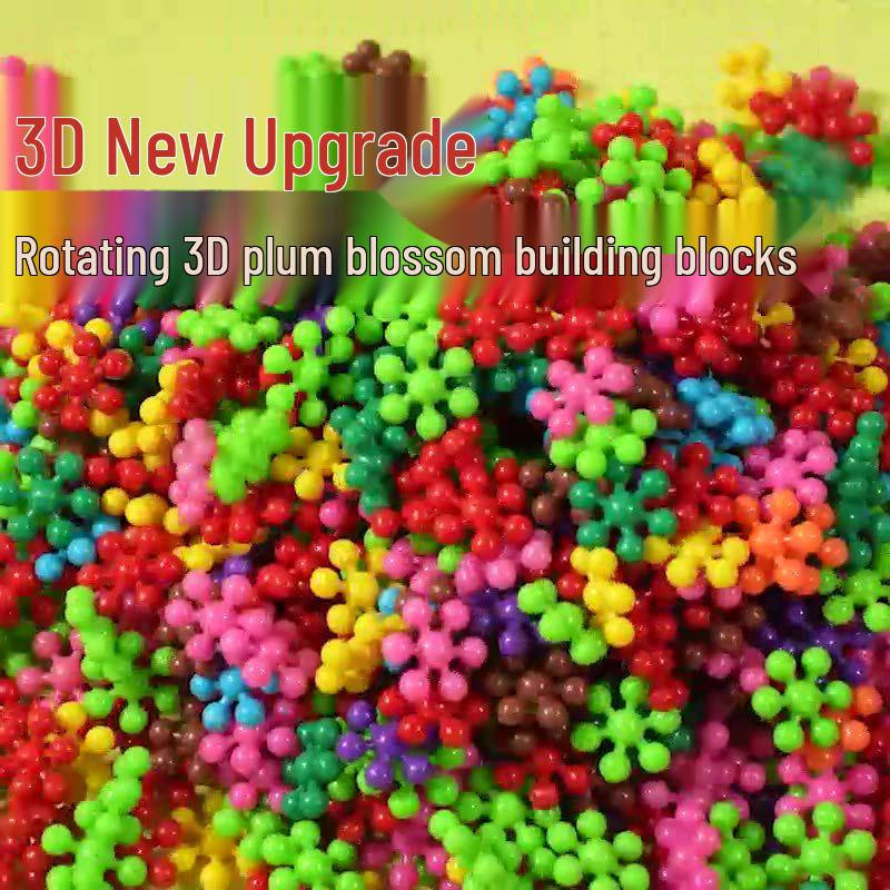 Plum Blossom 3D Snowflake Interlocking Building Blocks - Educational Rotating Toy