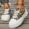 Fashion Fashion Leopard Platform Sneakers Women 2024 Autumn Lightweight Non Slip Walking Shoes Woman Lace Up Flat Casual Canvas Shoes