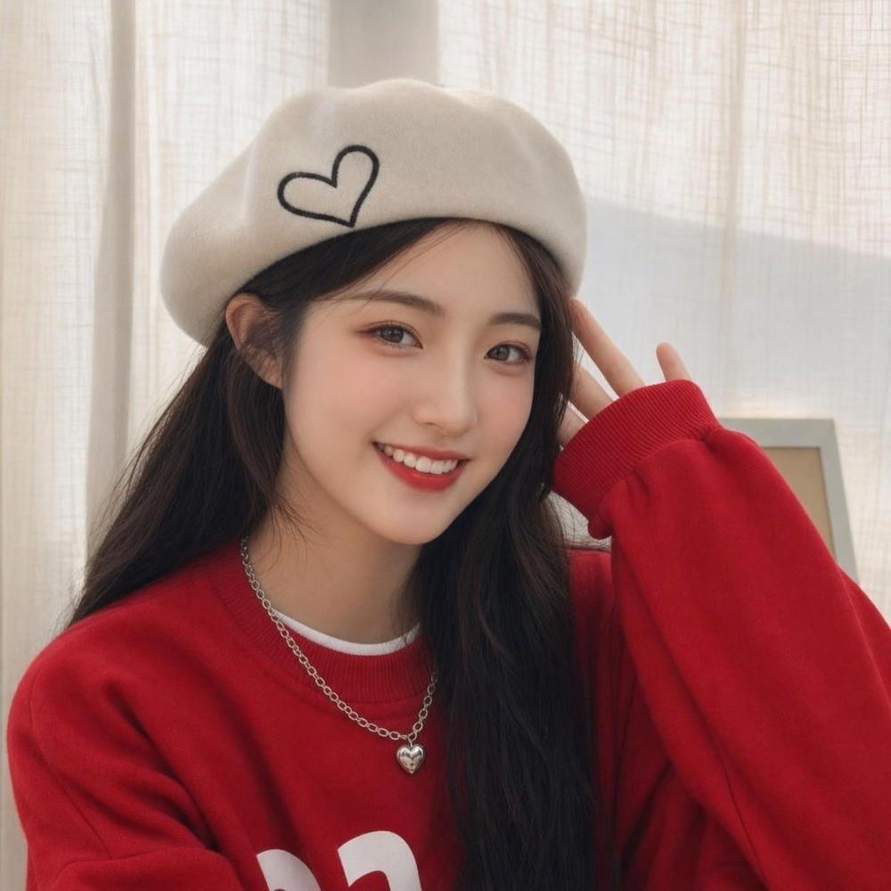 Warm Winter Wool Berets Hat Heart Shape French Artist Hat Fashion Plain Cap for Women