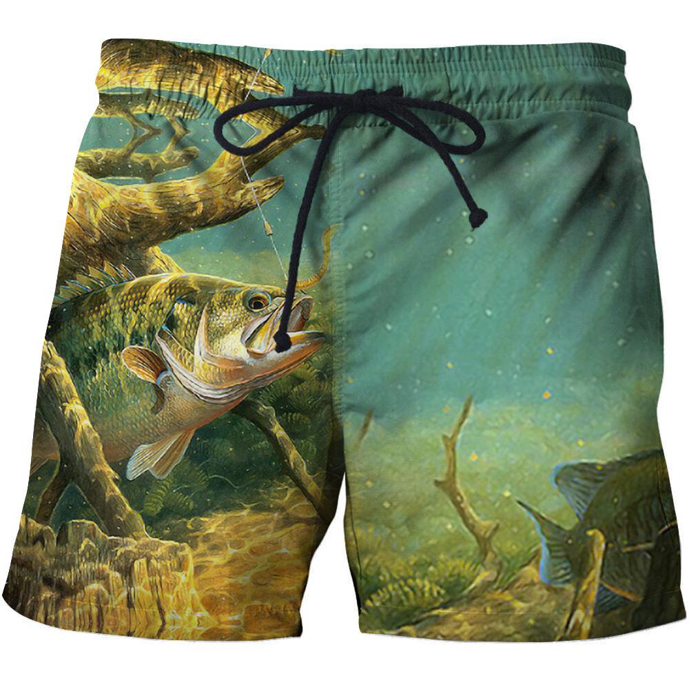 Men's 3D Big Eyed Shark Print Shorts Casual Beach Shorts