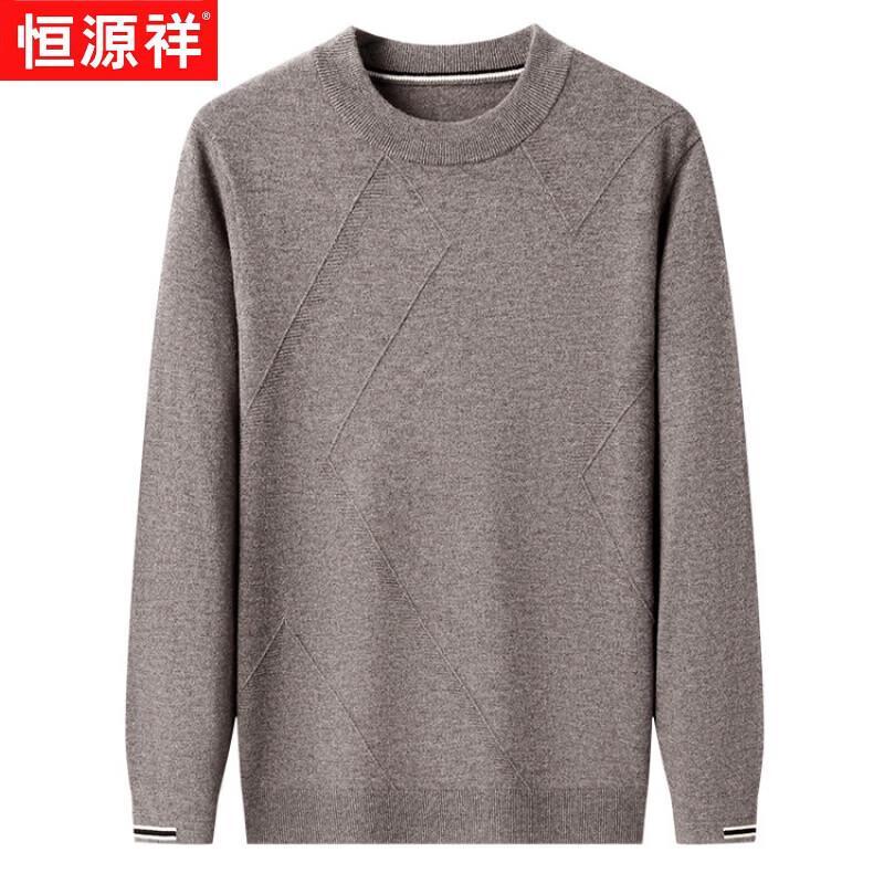 Мужской утолщенный свитер с круглым вырезом из чистой шерсти Hengyuanxiang
