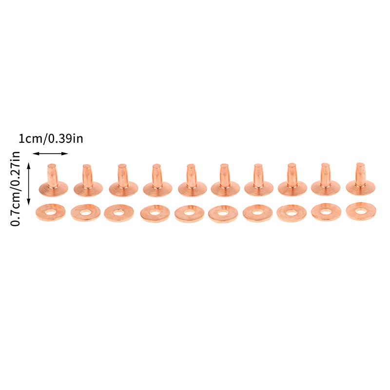 10 комплектов медных заклепок для кожи, фиксируемых заклепками, с шайбами-заусенцами для самостоятельной фиксации заклепками, винтажные кожаные изделия