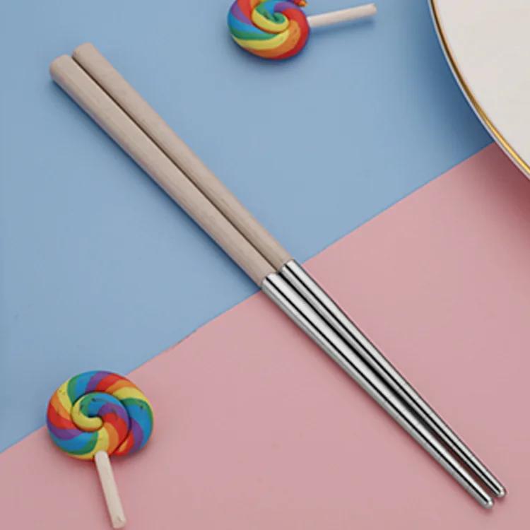 Wheat Straw 304 Stainless Steel Tableware Hot Pot Chopsticks Sushi Chopsticks  Household Chinese Chopsticks Kitchen Utensils