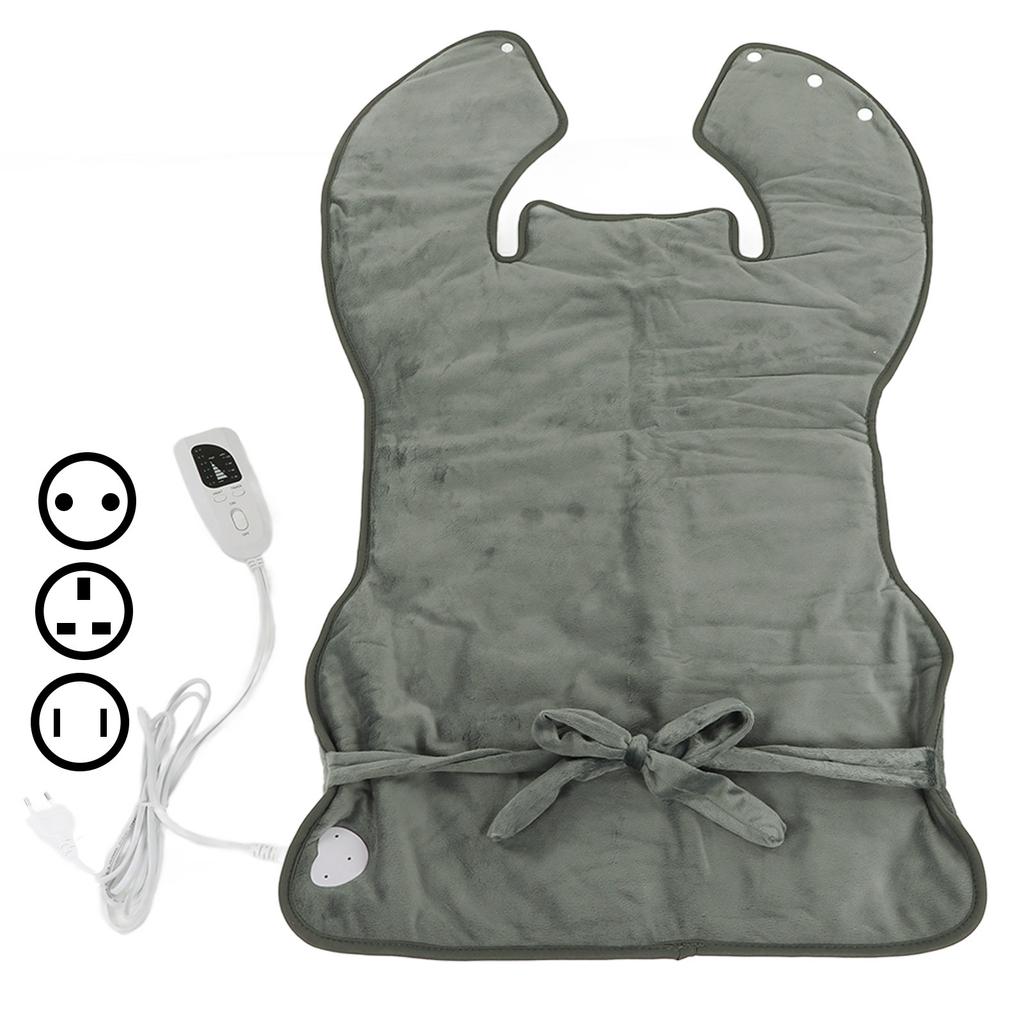 Back Heating Pad Dark Grey Soft Plush Hands Free Design Ergonomic Neck Outline 6 Temperature Adjustm