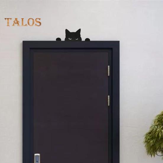 Металлическая накладка на дверь в виде кота, двусторонняя, декор на Хэллоуин, Рождество, кошечка, угловая рамка, настенный знак, винтажное жуткое украшение