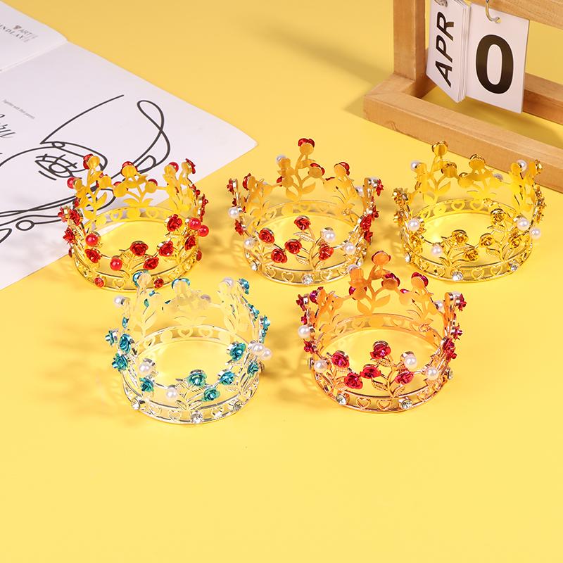 Роскошные цветочные короны, маленькие тиары для кукольной диадемы для девочек, украшения для волос на день рождения, свадьбу, выпускной, корону, украшение для торта