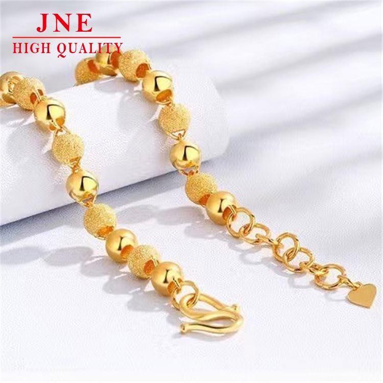 Gold Frosted Ball Bracelet Women's Brass Gold-Plated Fashion Golden Balls Jewelry Live E-Commerce Factory Supply