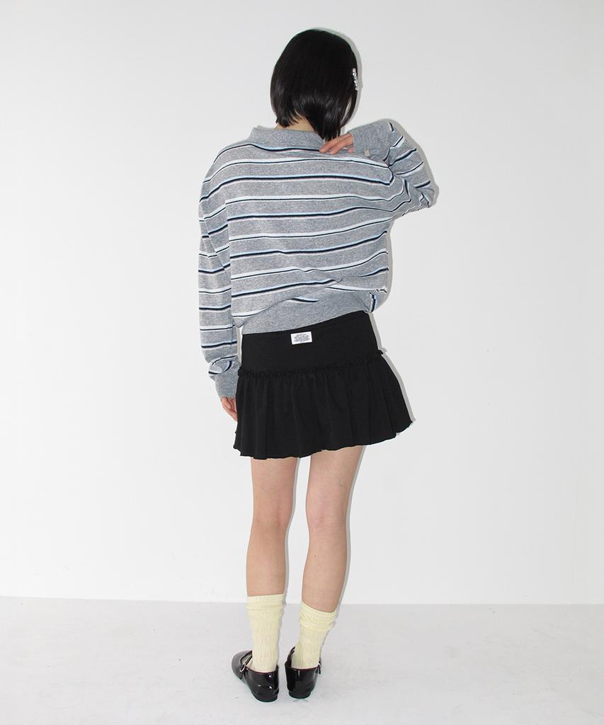 RONRON Loose Fit Stripe Collar Knit Gray