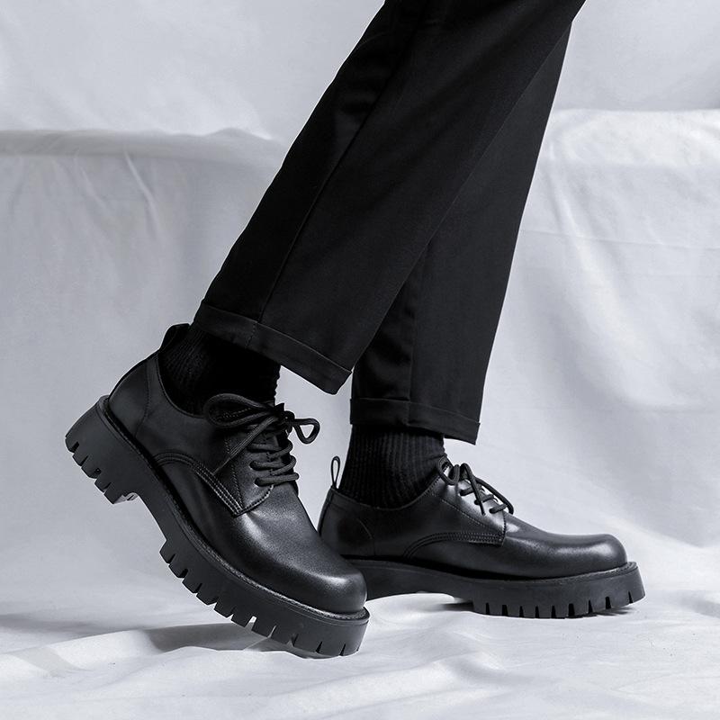 Большие повседневные кожаные туфли мужские новые ежегодные ботинки Martin с толстой подошвой и круглым носком 5691-R