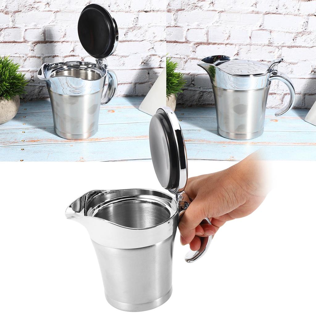 750 мл соусник из нержавеющей стали 304 кувшин для соуса с двойными стенками кастрюля для соуса для стейка с крышкой