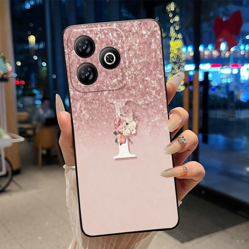 Модный чехол с буквой и цветком для пары на ZTE Blade V60 4G/Axon 60 4G/Nubia V60, мягкий силиконовый черный чехол, защитный от царапин корпус