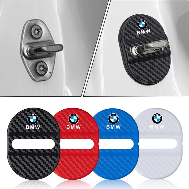 BBIO8 4Pcs Carbon Fibre Car Door Mute Damping Cushion ABS Car Door Lock Buckle Cover For BMW M E90 G26 E60 E46 F10 F30 E39 E36 F20