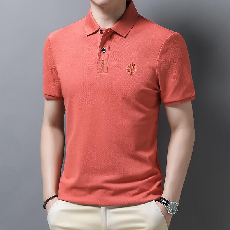 Мужская рубашка поло с короткими рукавами, свободная повседневная футболка с отворотами и короткими рукавами, тонкая и дышащая.