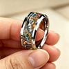 Vintage Steampunk Lady Portrait Steam Train Airship Gear Inlay Stainless Steel Rings For Men Fantasy Industrial Style Jewelry