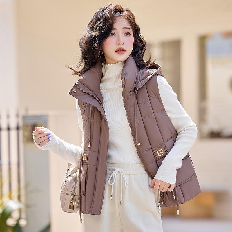 New Autumn and Winter Women's Fashionable Down Cotton Vest Vest Vest Loose and Versatile Outer Wear Cotton Vest