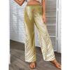Women's Fashion Casual Feather Print High Waist Trousers Pants & Capris