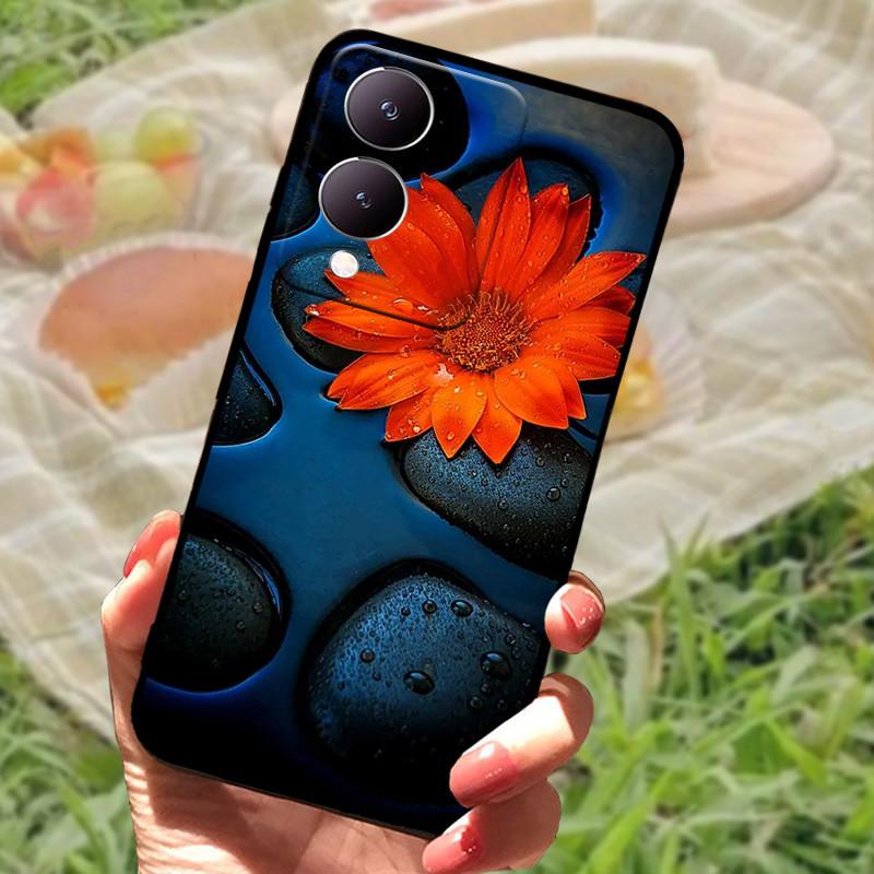 Чехол для Vivo Y17s Модный Мультяшный Черный Силиконовый Мягкий Задний Чехол-Крышка Для Vivo Y17s Чехол для Телефона 6.56" Y 17 s Funda Coque