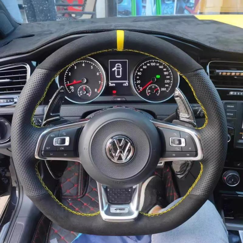 Оплетка на руль автомобиля из натуральной кожи для Volkswagen VW Golf R MK7 Golf 7 GTI VW Polo Scirocco 14-16 Сделай сам Автомобильный интерьер