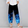 Men's Fashion Casual Pants Loose Wide Legs Workwear Pocket Youming Flame Print Slack