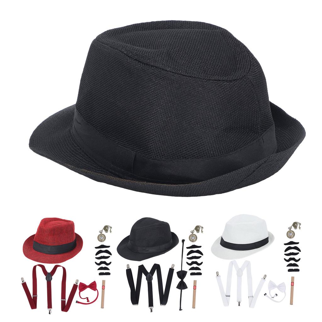 Костюм дедушки 1920-х годов, комплект со шляпой, карманными часами, поддельными сигарами, подтяжками, бородой, галстуком-бабочкой, 100 дней