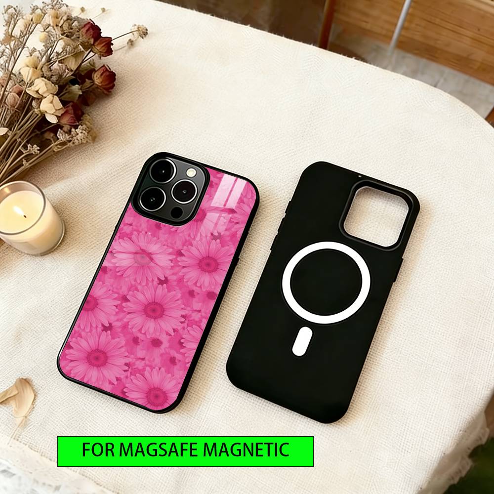 Цветочный чехол для телефона для iPhone 17, 16, 15, 14, 13, 12, 11 Plus, Pro, магнитный, для беспроводной зарядки Magsafe