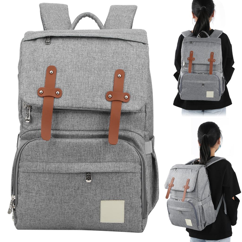 Mommy Bakcpack Водонепроницаемая сумка для подгузников для беременных Большая вместимость Подвесная сумка для коляски Серый