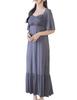 Dress with Integrated Night Short Long with and Grayish Blue [Two Hatch] One-piece Bra, Sleeves, Length, Non-wired, Cups, Maternity, Nursing, Pre-