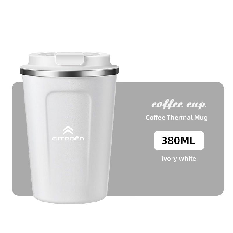 AQE3 380ml Coffee Cup Car Emblem Thermos Mug Travel Tumbler For Citroen C4 C3 C5 C5X e-C4 X e-C3 C-Elysee Berlingo C1 C6 C2 C-Crosser