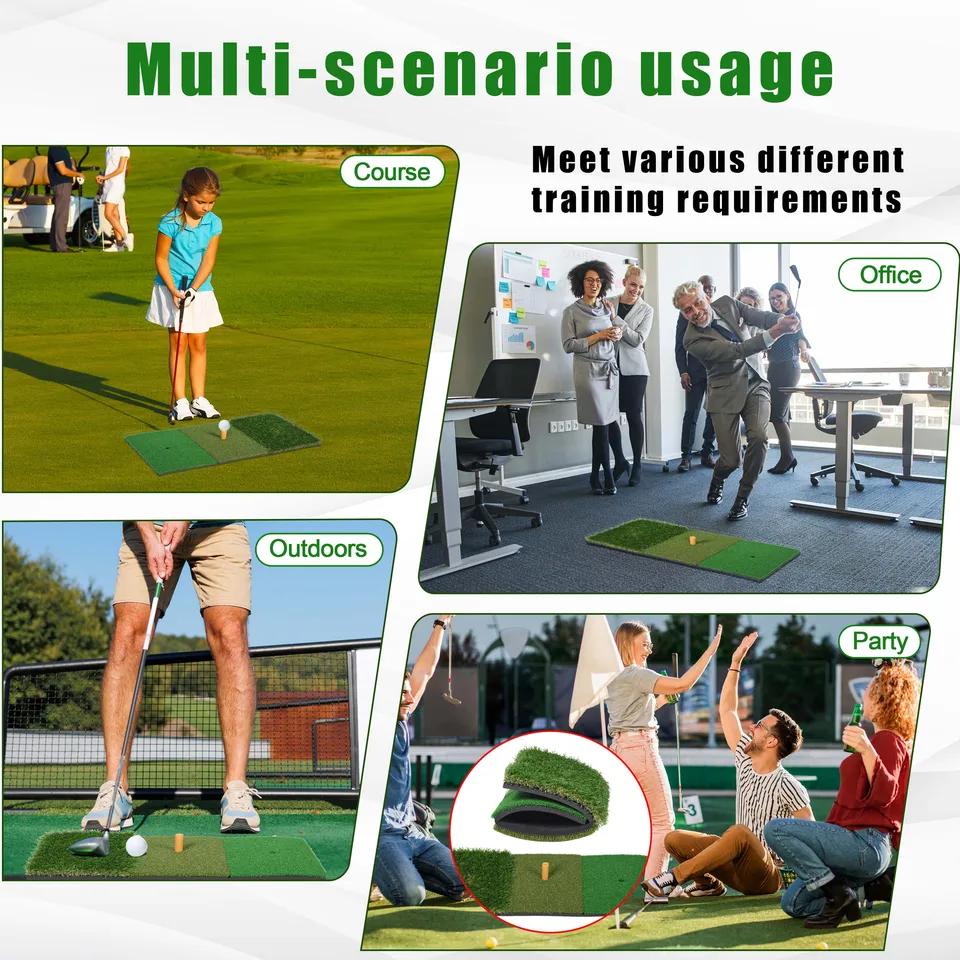Golf Swing Trainer Hitting Mat 30*60Cm Indoor Outdoor Mini Practice Durable PP Grass Pad Backyard Exercise Training Mat Rubber