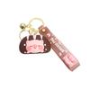Adorable Cartoon Bread Pig Keychain Creative Soft Silicone Bag Charm For Car Keys