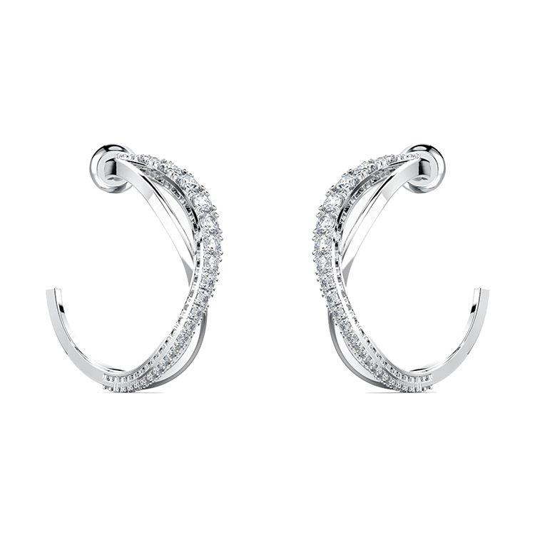 Swarovski Twist Rhodium Plated Pierced Earrings Women earrings White 5563908