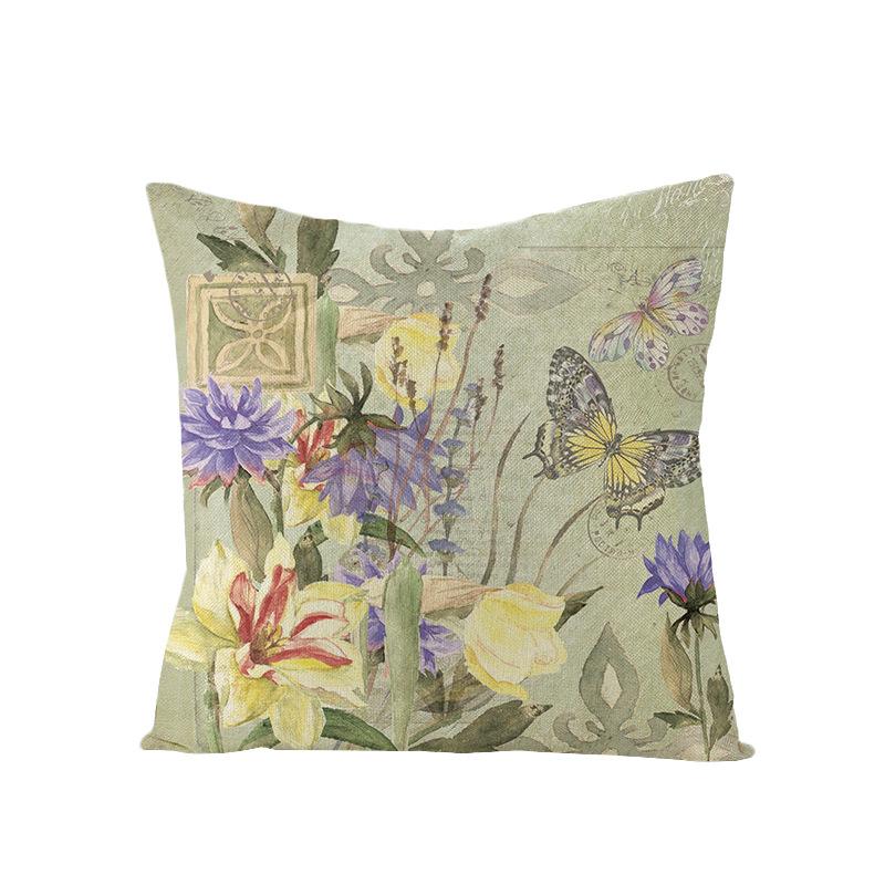 Новая Ретро Наволочка с Цветами Полиэстер Домашняя Подушка Гостиная Диванная Подушка