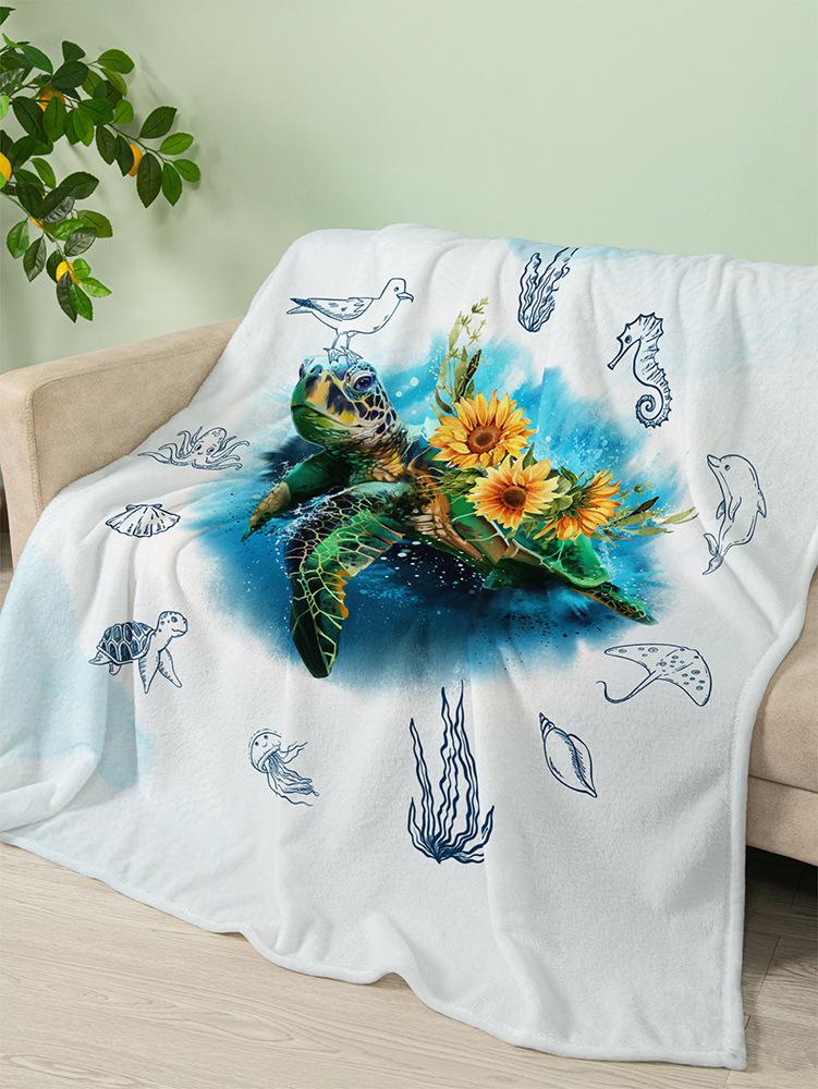 Flannel blanket sea animals turtle blanket crystal fleece blanket spring and autumn