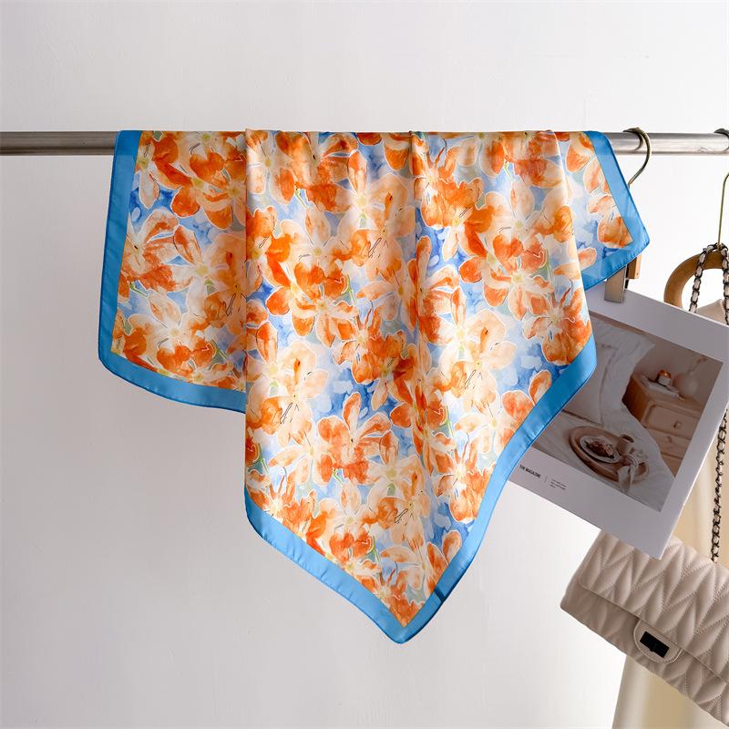 Feiyun Liufang Printed Silk Scarf Square Scarf Premium Shawl Professional Versatile Neck Small Square Scarf Headscarf