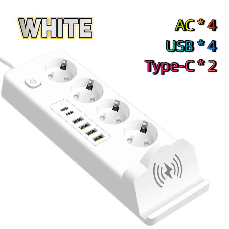 EU To EU Power Station – Multi-Outlet USB PD Strip with Built-in Charging Pad