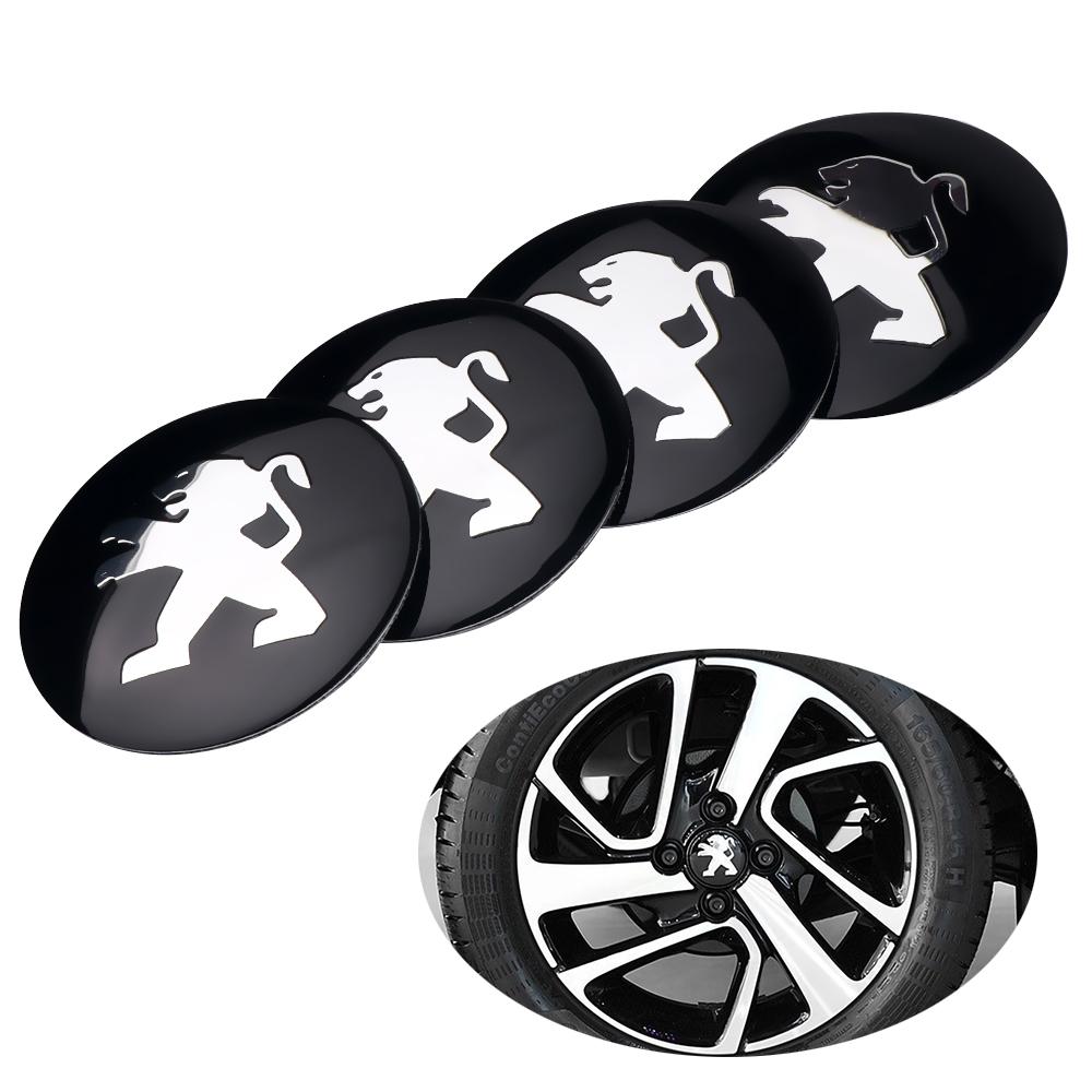 4Pcs 56mm Car Wheel Center Hub Caps Badge Sticker Decals For Peugeot 407 508 2008 5008 307 308 206 207 3008 Auto Accessories