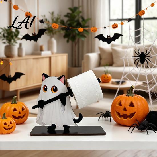 Halloween Party Supplies for Kitchen Wooden Napkin Holder Ghost Pumpkin Tabletop Decor Dining Room Autumn Themed Table Centerpiece Spooky