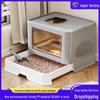 Fully Enclosed Large Cat Litter Box with Drawer, Anti-Splash Design, Foldable, Includes Hair Scraper.
