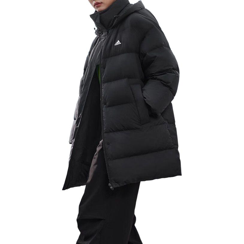 Adidas Длинная спортивная повседневная куртка с капюшоном, ветрозащитная, водонепроницаемая, женская куртка черного цвета IV7556